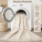 7x9 Area Rug Living Room: Washable Large Neutral Soft Rug Farmhouse Stain - Image 2