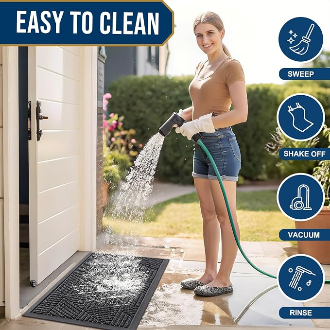 Smiry Front Door Mat Outside Entrance, Heavy Duty Sturdy Natural Rubber Doormat - Image 6