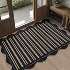 Striped Easy Jute Front Door Mat, 2.6x4 Washable Entryway Rug Non Slip Small by LORWER