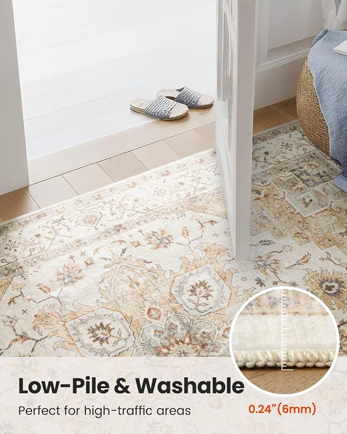 AMADA HOMEFURNISHING 2'6"x10' Washable Area Rug, Low-Profile Entryway Rug - Image 7