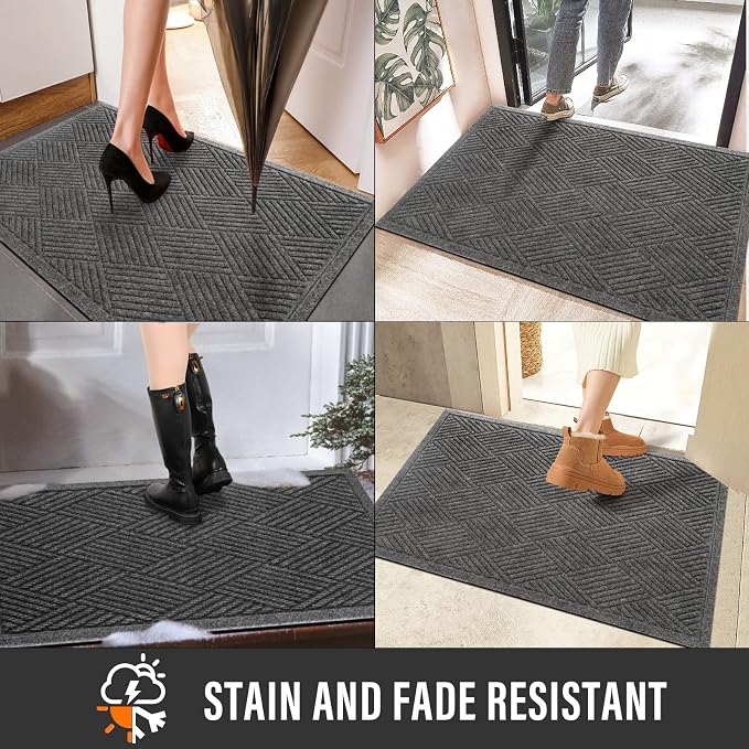 HIYARD Sturdy Front Door Mat, Absorbent Muddy Dirt Resist Welcome Door Mats - Image 5