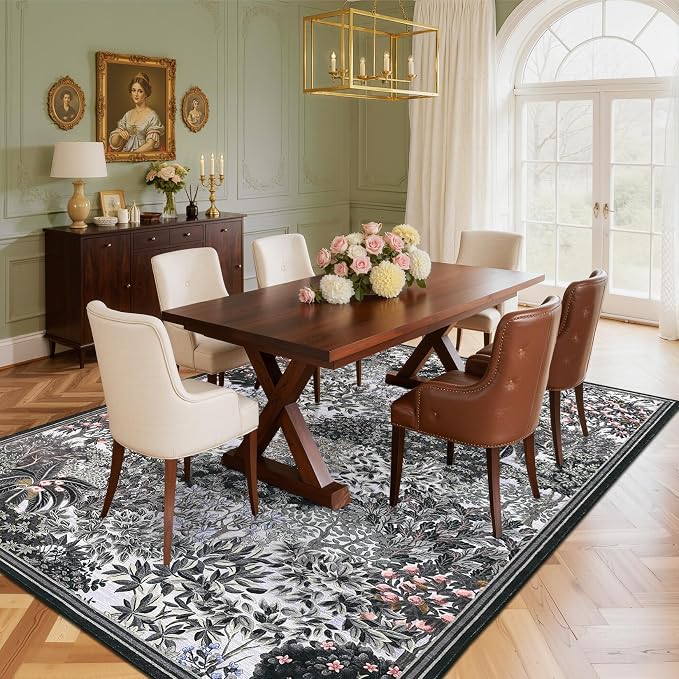 GarveeHome Forest Rugs 5x7, Botanical Low Pile Non Slip Stain Resistance - Image 8