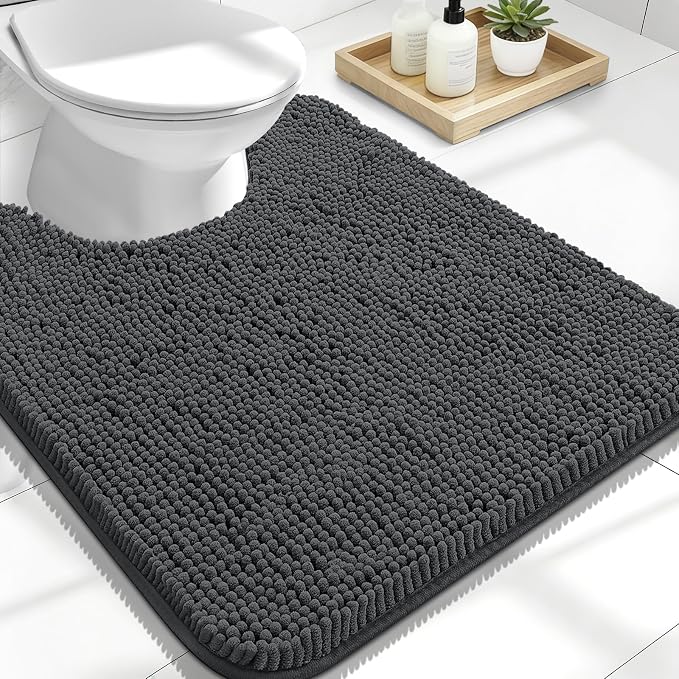 OLANLY Toilet Rugs U-Shaped 24x20, Extra Soft Absorbent Chenille Contour by OLANLY