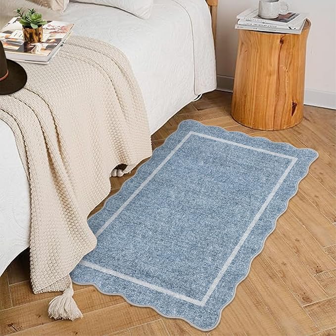 GarveeHome Scalloped Door Mat Indoor Entrance 2x3 Rug Machine Washable Boho - Image 2
