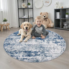 Round Area Rug for Living Room: 5 ft Washable Modern Abstract Soft Thin Rug - Image 2