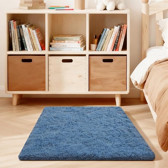 3x5 Rugs for Bedroom, Small Fuzzy Shag Soft Non-Slip Carpet for Kids Girls and by Unknown