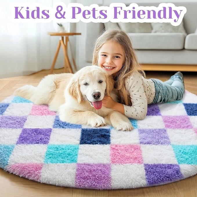 KICMOR Purple Rainbow Round Rugs 5ft - Image 8