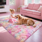 4x6 Soft Fluffy Unicorn Rainbow Rug - Image 2