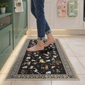 Black Floral Dog Rug Runner, 2x4 Washable Kitchen Mat Ultra-Thin Soft, Non-Slip by WelcometoBabovid