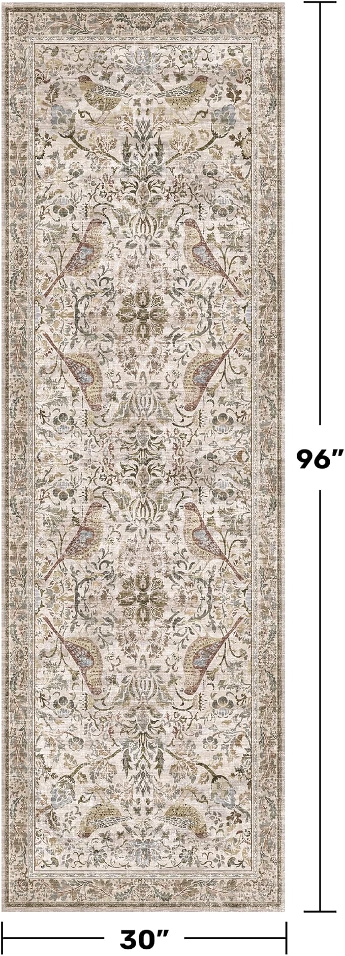 Boho 2'6"x8' Long Kitchen Runner Rugs Non Skid Washable, Stain Resistant Carpet - Image 2