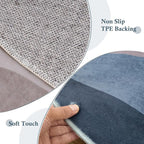 4ft Abstract Round Area Rug, Chic Faux Wool Washable Non-Slip Sun and Mountain - Image 4