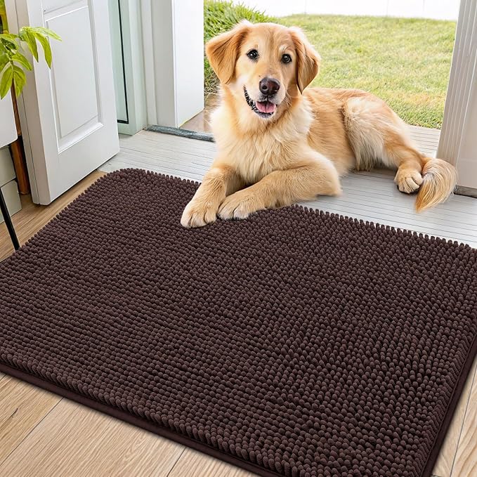 Smiry Dog Door Mat for Muddy Paws 36x24, Absorbent Dirt Trapper, Non-Slip by Smiry