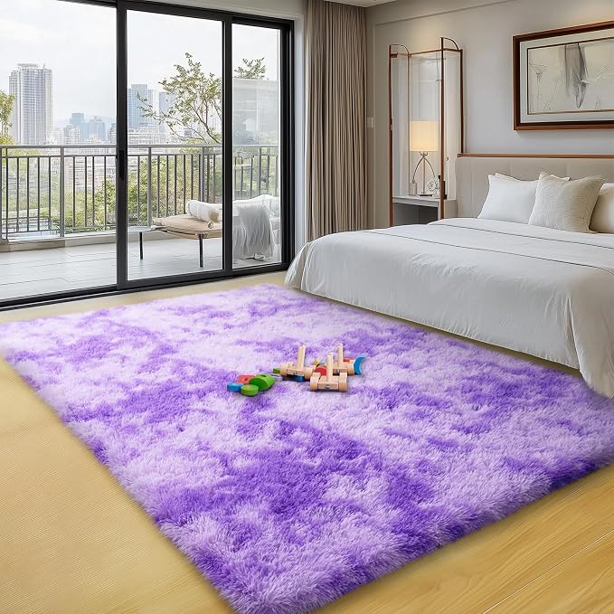 qulint Purple Rugs for Bedroom, Soft Fluffy 3x5 Nursery Rug Shag Fuzzy Small - Image 7