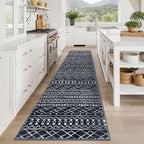 KUTA Hallway Runner Rug 2.6x12 Non-Slip Washable, Moroccan Vintage Black Boho - Image 2