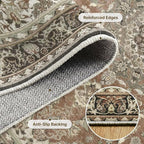 3x5 Area Rug for Living Room-Vintage Farmhouse Boho Floral Neutral Washable - Image 6