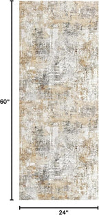 2x5 Non-Slip Washable Runner Rug – Modern Neutral Abstract Small Rug - Image 2