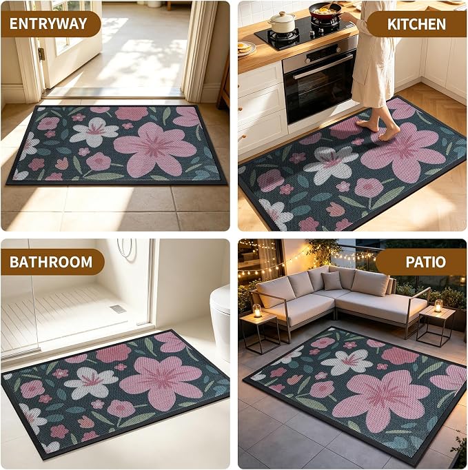 Front Door Mat, Heavy Duty Non-Slip Rubber Dirt Trapper, Quick-Dry Low-Profile - Image 7