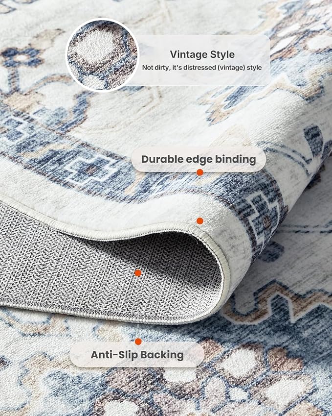 AMADA HOMEFURNISHING Washable Area Rug, Low-Profile Large Area Rug - Image 6