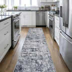2.6'x14' Runner Rug Washable Rug: Modern Abstract Soft Thin Runner Rug Grey by FXRHLP