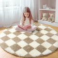 KICMOR Round Rugs for Bedroom, 4ft Fluffy Soft Circle Area Rug Beige and Cream by KICMOR