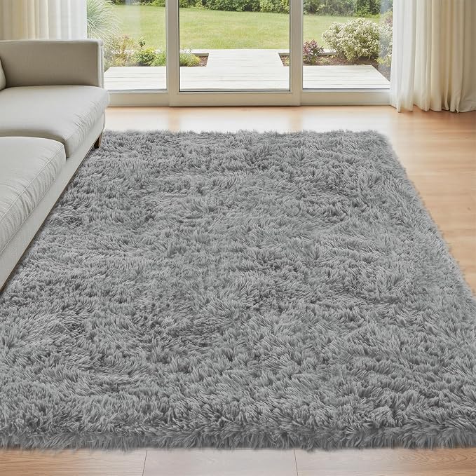 4x6 Area Rug for Living Room: Ultra Soft Fluffy Rug Modern Large Thicked Shag by Oriannal