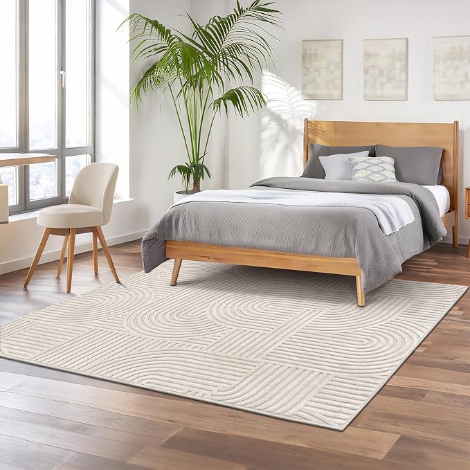 Pauwer 5x7 Washable Area Rugs for Living Room Modern Beige Solid Color Soft - Image 8