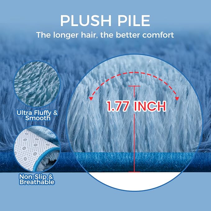Ultra Soft Rug for Living Room, 8X10 Fluffy Shag Area Rug for Bedroom, Modern - Image 3