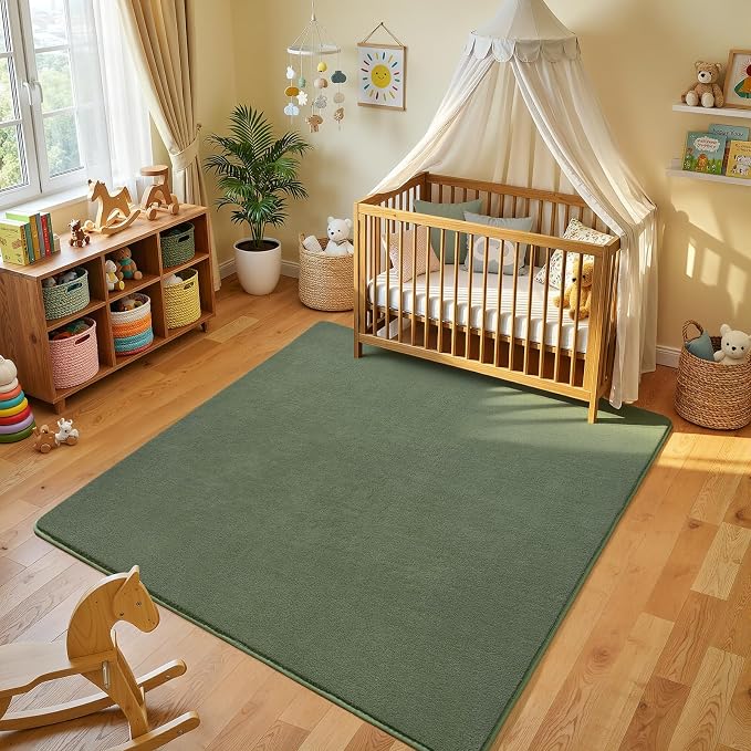 Amearea 5x5 Square Area Rugs for Bedroom Living Room, Sage Green Thickened - Image 2