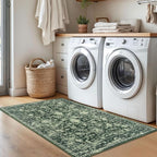 KILOCOCO Area Rug 3x5 Entryway Rug Washable Printed Vintage Floral Rubber - Image 3