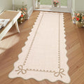 GarveeHome Scalloped Bow Rug for Living Room, Solid Beige Rug for Dorm by GarveeHome