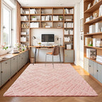 6x9 Pink Washable Area Rug for Girls Bedroom Living Room, Modern Geometric Shag - Image 7