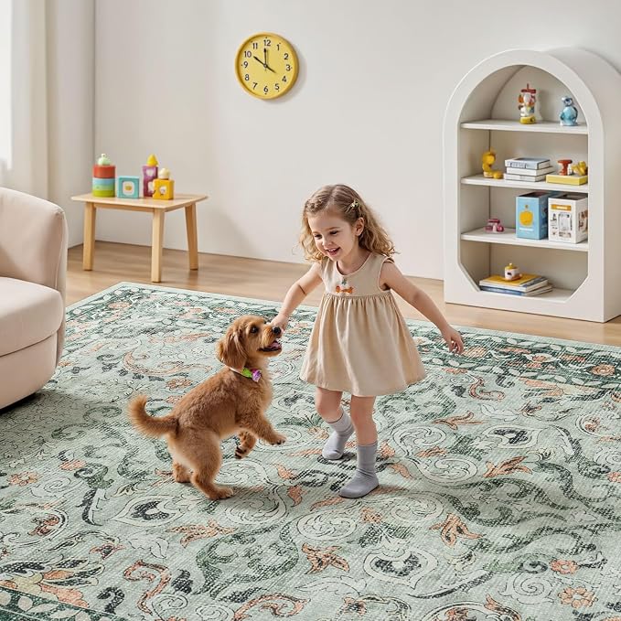 Lofus 8x10 Area Rug for Living Room, Sage Green Washable Area Rugs - Image 5