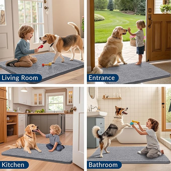 Smiry Dog Door Mat for Muddy Paws 40x32, Absorbent Dirt Trapper, Non-Slip - Image 7