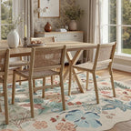 DCX Beige Floral Rug 4x6, Washable Beige Rug - Image 6