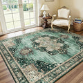 Lofus 5x7 Emerald Green Washable Rugs Non-Slip, Vintage Floral Area Rug by Lofus