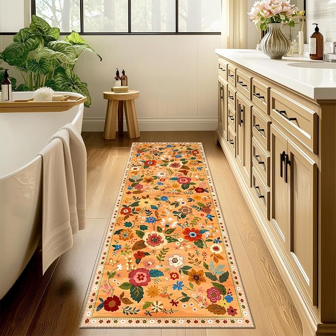 RELEANY Floral 2x10 Area Rugs Washable Print Boho Cute Carpet Non Slip Flower - Image 8