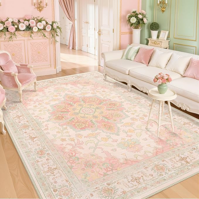 CAPALOCA Machine Washable Rugs Nursery Rug 8x10 Cute Girl Non Slip Low Pile - Image 3