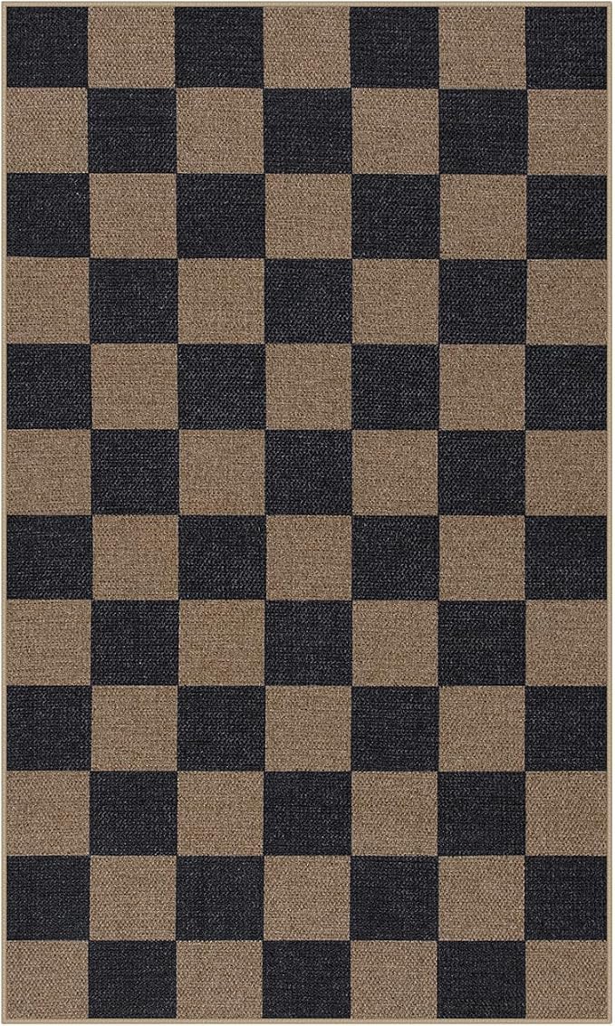 Lahome Colette Checkered Easy Jute 3x5 Rug, Washable Rugs - Image 9