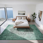 Washable Rugs 8x10 Area Rugs for Living Room- Vintage Green Rugs for Bedroom - Image 8