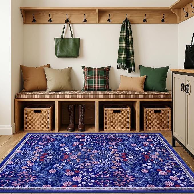 Area Rug Living Room Rugs: Floral 3x5 Washable Rug Vintage Soft Boho Non-Slip - Image 5