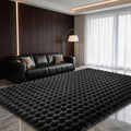 Black Rabbit Plush Rug 8'x10', Fluffy Faux Fur Shaggy Area Rug by CHOVY