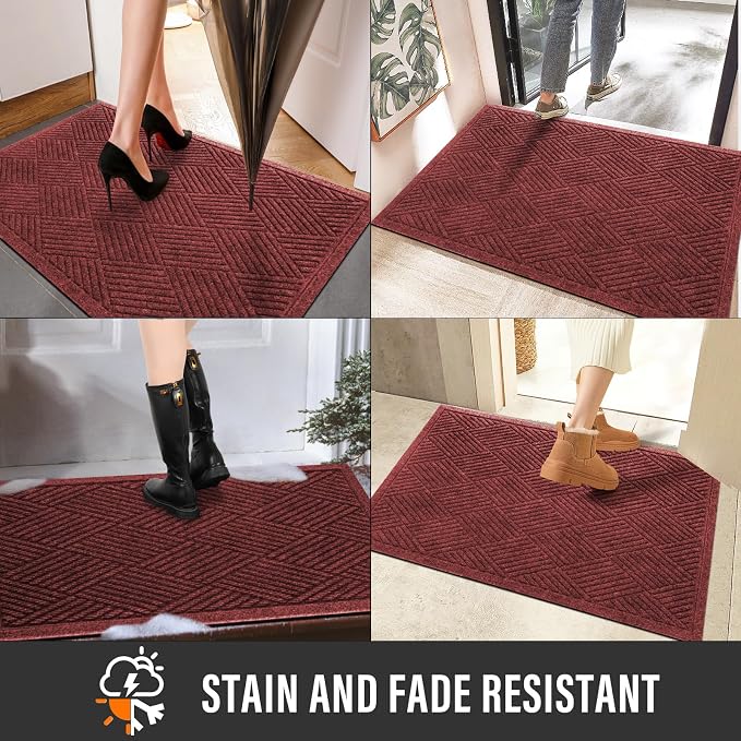 HIYARD Durable Front Door Mat, Absorbent Muddy Dirt Resist Welcome Door Mats - Image 4