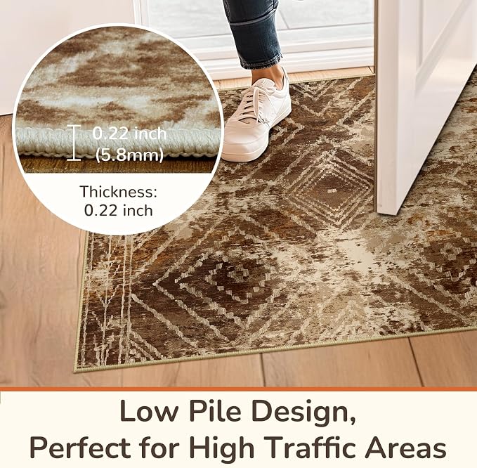 BESTSWEETIE Area Rug 2x3 Rug Machine Washable Non-Slip Low Pile Print Pattern - Image 3