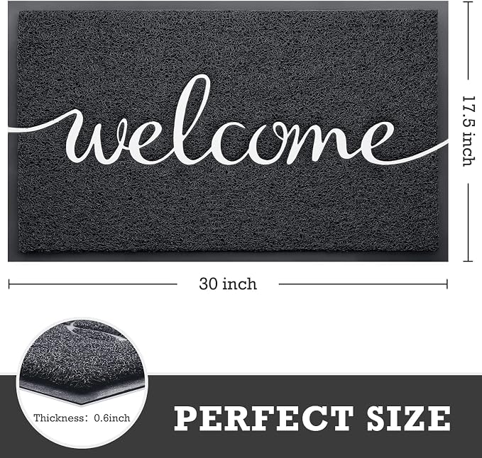 CozyBounty Black Door Mat Welcome Mats Outdoor Indoor Non-Slip Doormat - Image 2