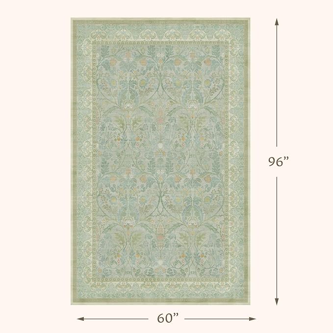 5x8 Sage Green Nursery Area Rug Non Slip, Soft Washable Rugs - Image 2