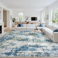 Area Rug 10x14 Living Room Rug Washable: No-Slip Abstract Soft Thin Large Blue by Oriannal