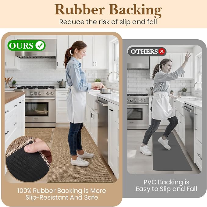 Kitchen Rugs and Mats, Non Slip Washable Set of 2 PCS, Absorbent Kitchen Mats - Image 5