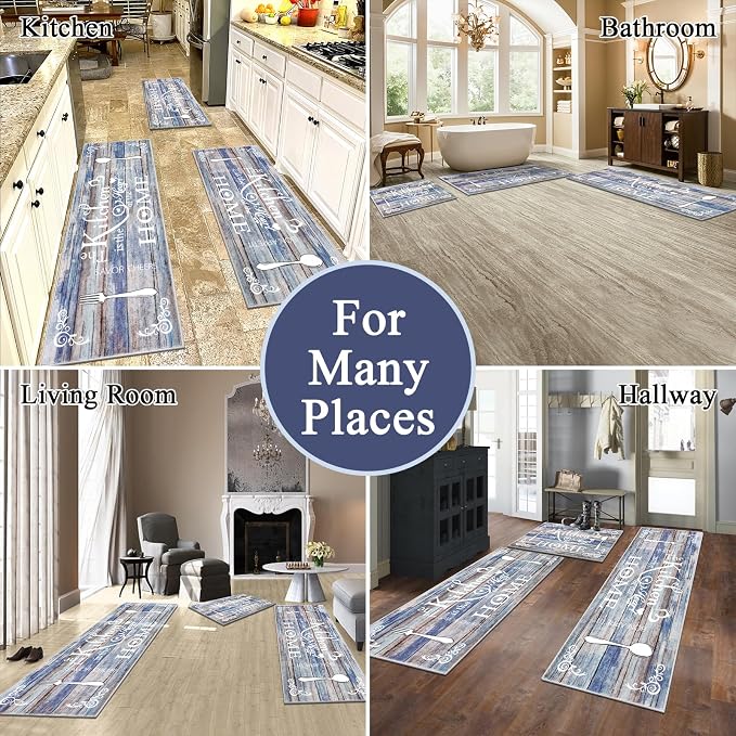Vaukki Boho Kitchen Rug Sets 3 Pieces, Washable Kitchen Mats - Image 3