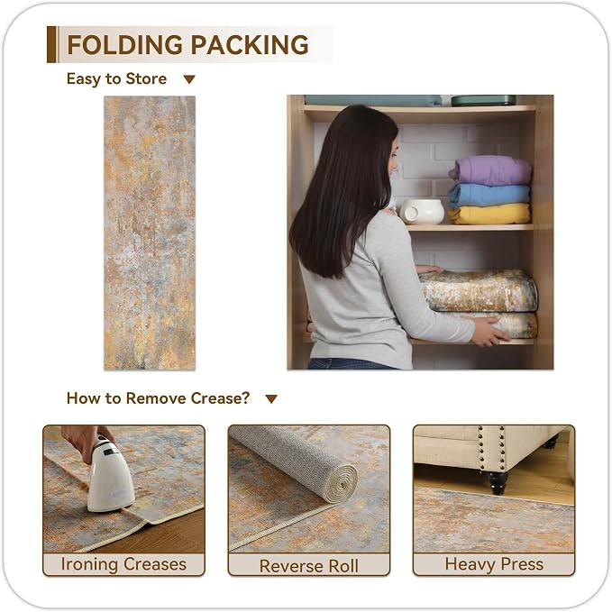 Beige Gold Rug Runners for Hallways Kitchen Non Slip Washable 2x6 Entryway - Image 4