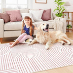 Lahome Abstract Washable Rugs, 4x6 Pink Rug - Image 5